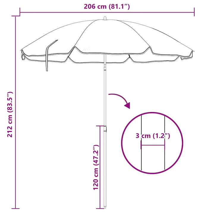 Badparasol Kamouflage 206 X 206 X 212 Cm Polyester Och Metall