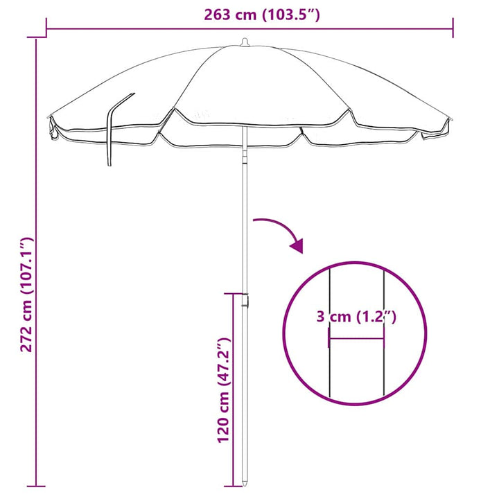 Badparasol Kamouflage 263 X 263 X 272 Cm Polyester Och Metall