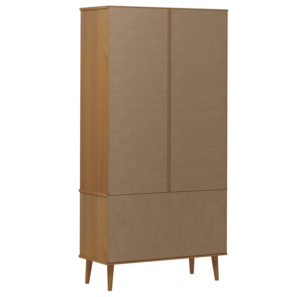 Vitrinskåp Molde 90X35X175 Cm Massiv Furu