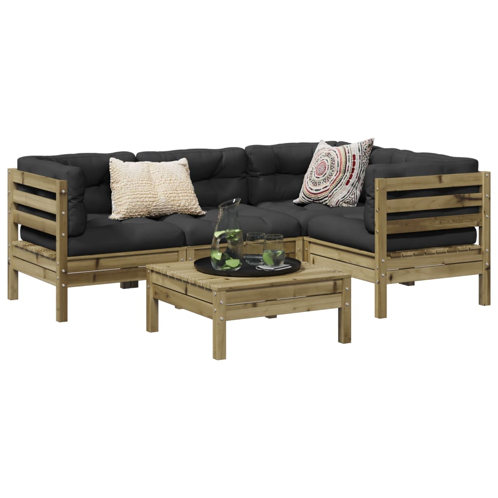 Loungegrupp Med Dynor 5 Delar Impregnerad Furu