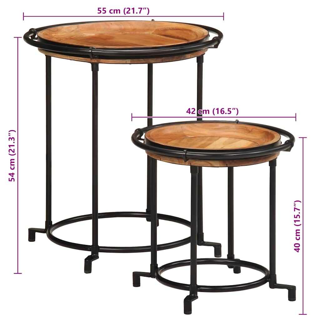 Sidobordsset 2 Delar Massivt Trä Akacia