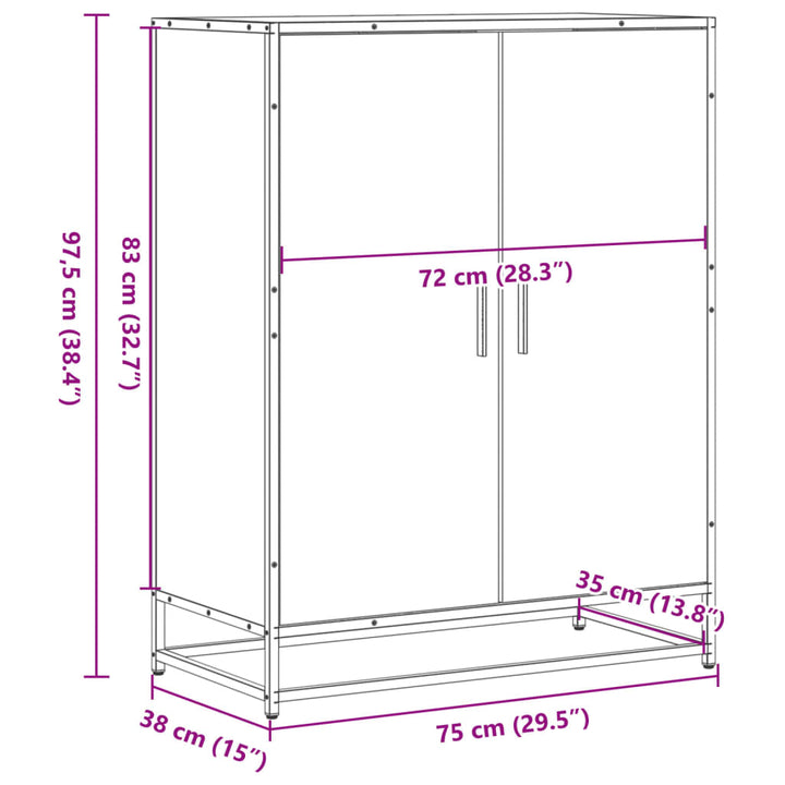 Skoskåp 75X38X97,5 Cm Konstruerat Trä Och Metall