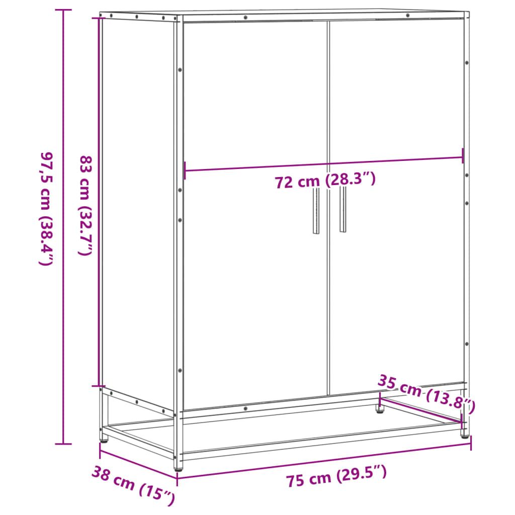 Skoskåp 75X38X97,5 Cm Konstruerat Trä Och Metall