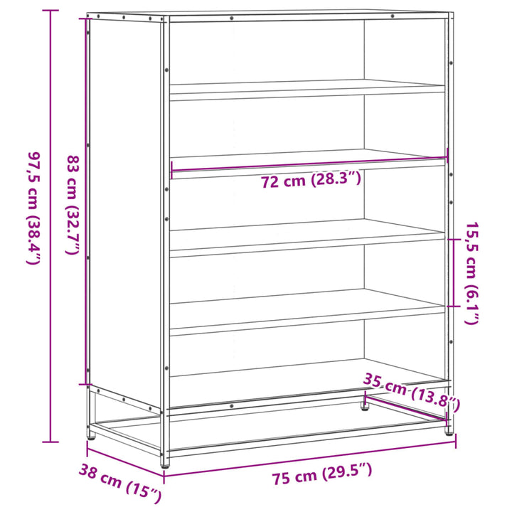 Skoskåp 75X38X97,5 Cm Konstruerat Trä Och Metall