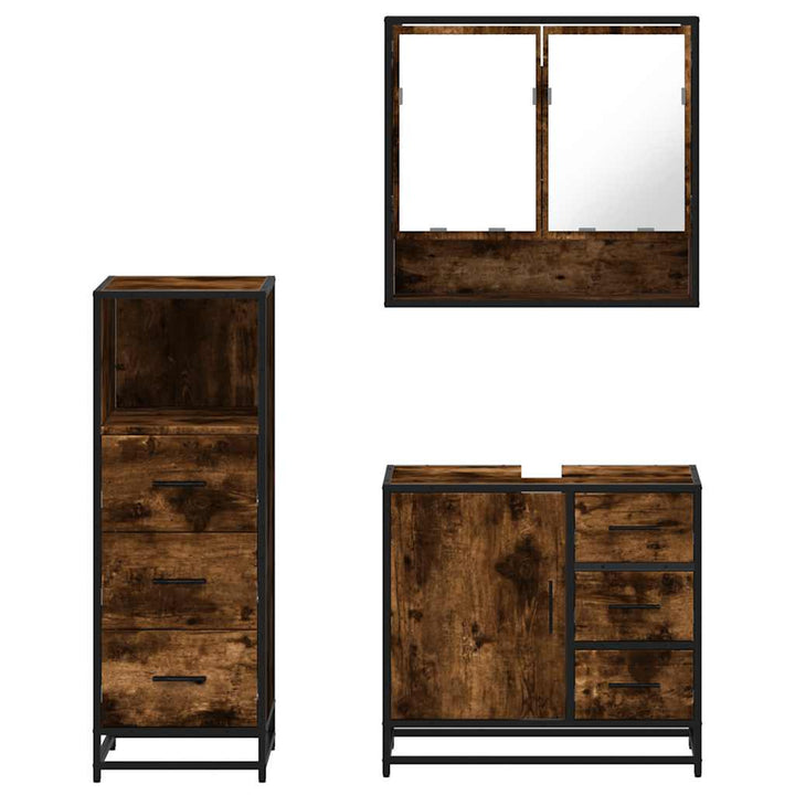 Badrumsmöbler Set 3 Delar Konstruerat Trä