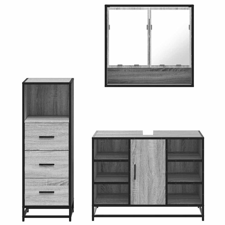 Badrumsmöbler Set 3 Delar Konstruerat Trä