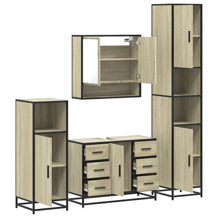 Badrumsmöbler Set 4 Delar Sonoma-Ek Konstruerat Trä