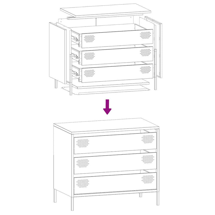 Skänk 68X39X58,5 Cm Kallvalsat Stål