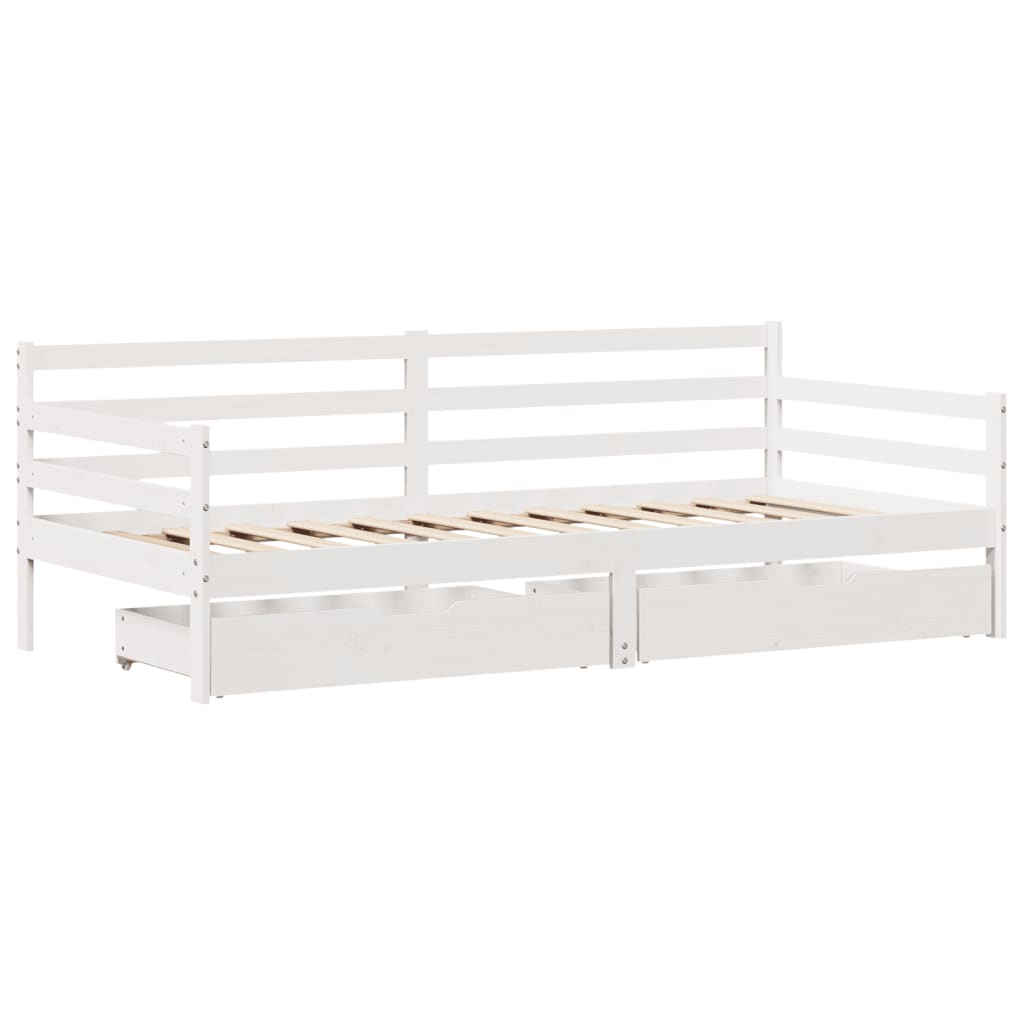 Dagbädd Med Lådor Vit 90X200 Cm Massiv Furu
