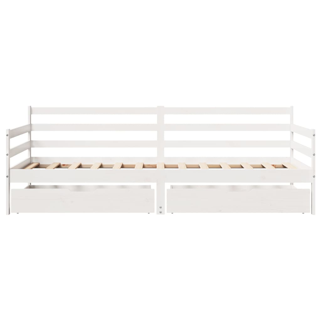 Dagbädd Med Lådor Vit 90X200 Cm Massiv Furu