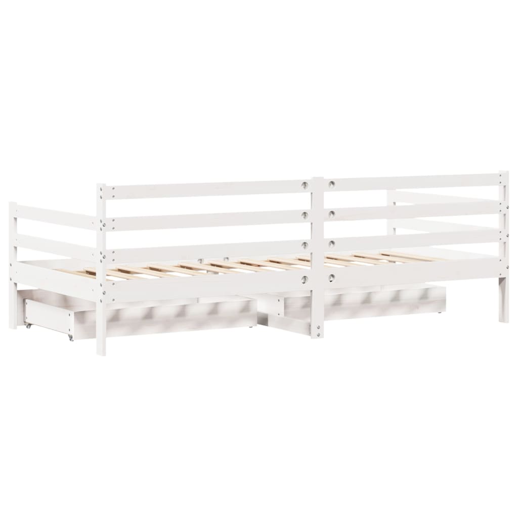 Dagbädd Med Lådor Vit 90X200 Cm Massiv Furu