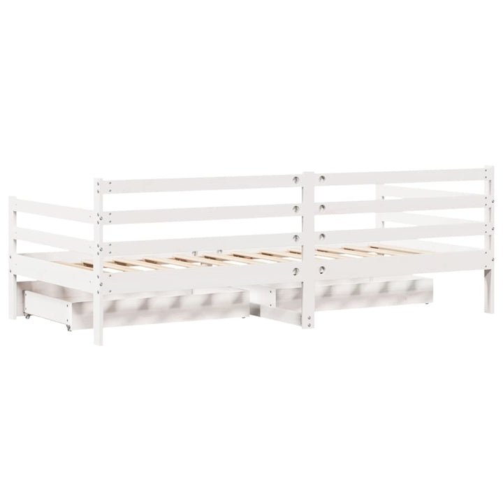 Dagbädd Med Lådor Vit 90X200 Cm Massiv Furu