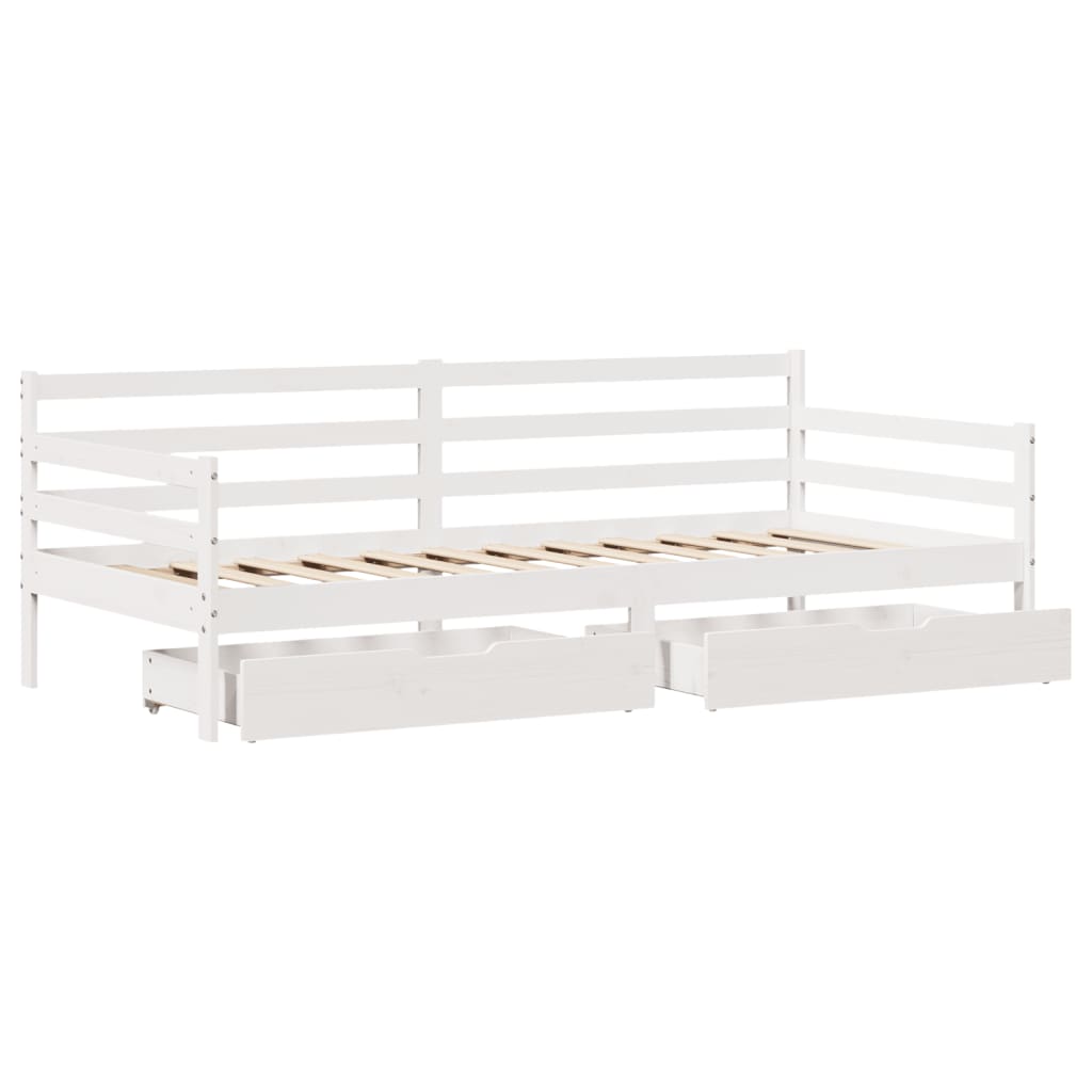 Dagbädd Med Lådor Vit 90X200 Cm Massiv Furu