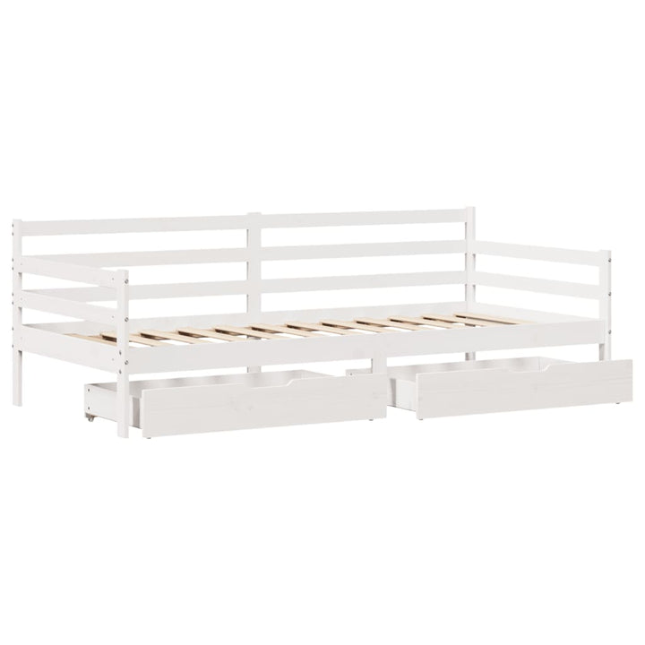 Dagbädd Med Lådor Vit 90X200 Cm Massiv Furu