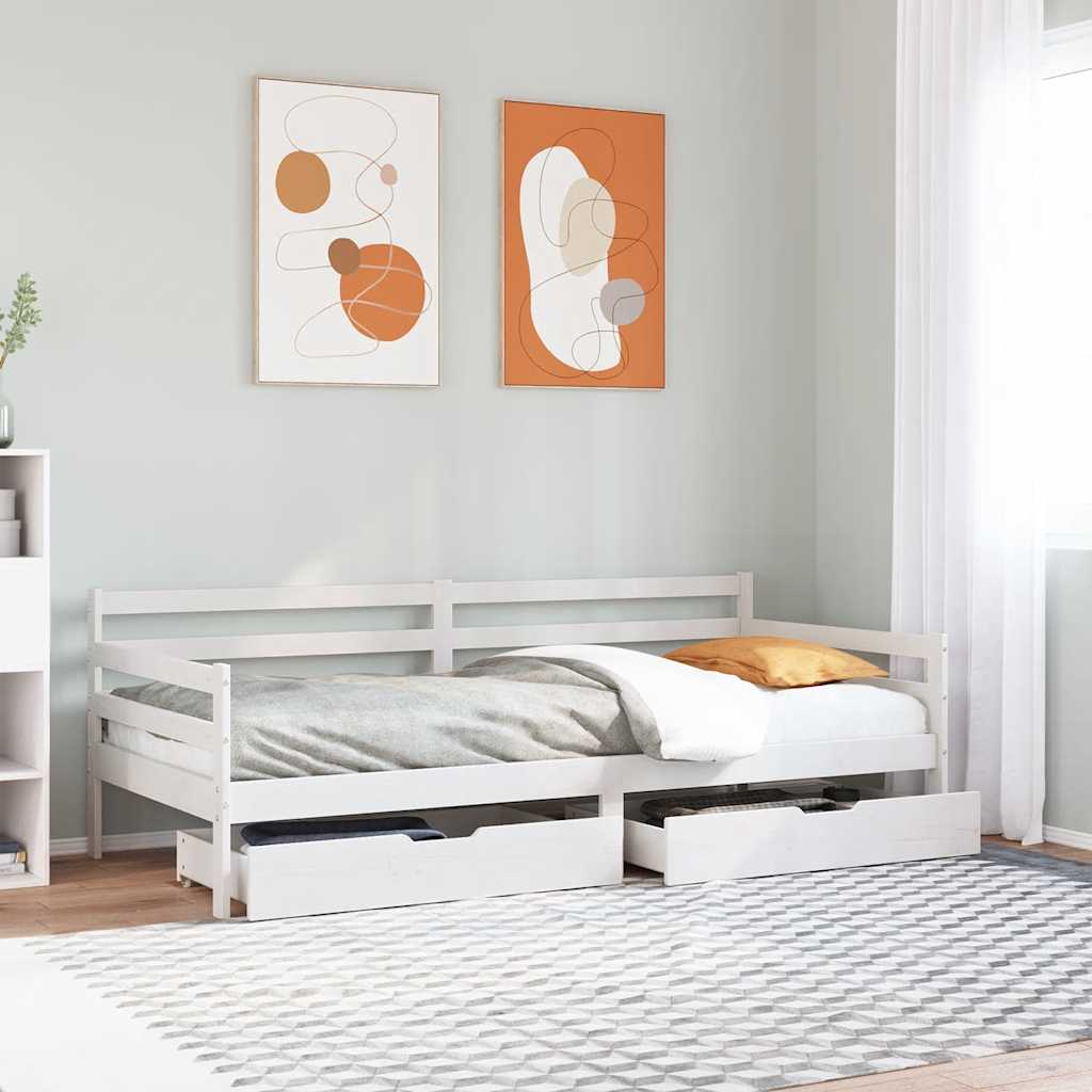 Dagbädd Med Lådor 90X200 Cm Massiv Furu