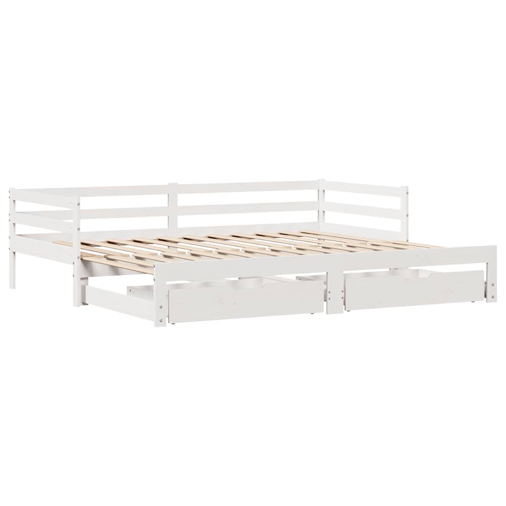 Dagbädd Med Lådor Vit 90X200 Cm Massiv Furu