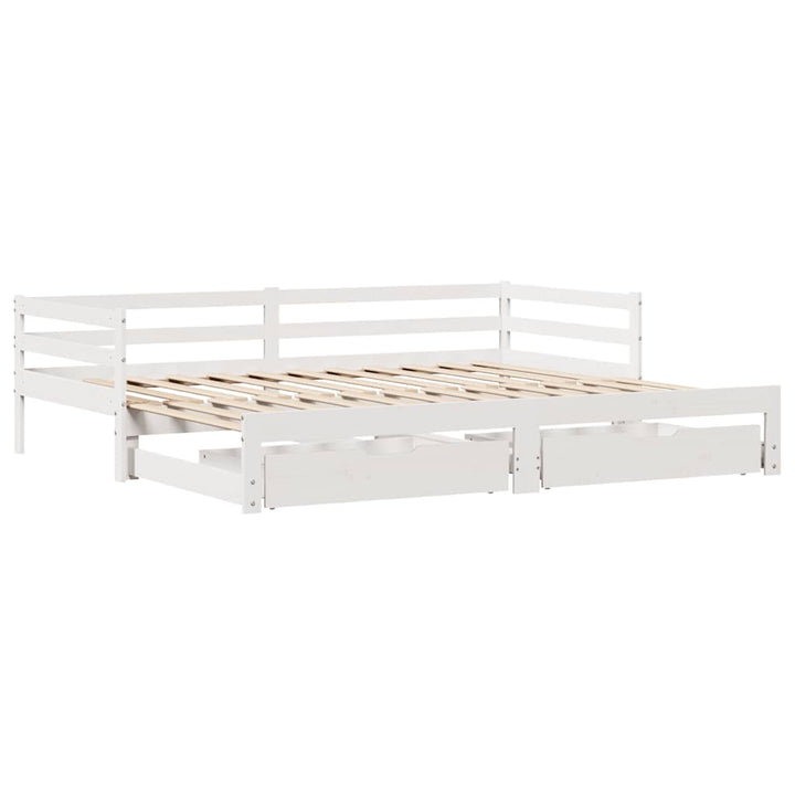 Dagbädd Med Lådor Vit 90X200 Cm Massiv Furu
