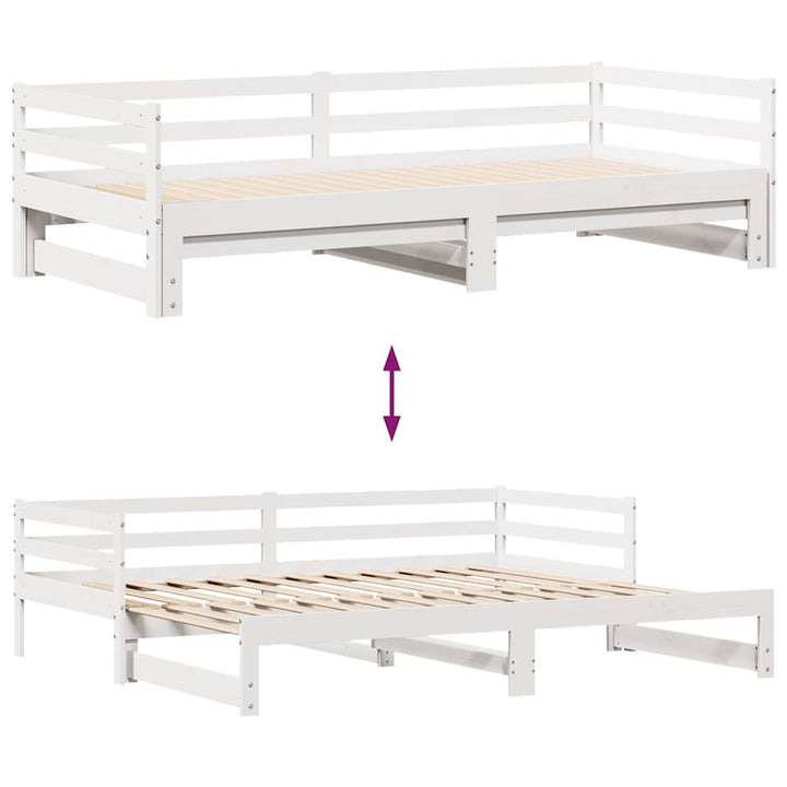 Dagbädd Med Lådor Vit 90X200 Cm Massiv Furu