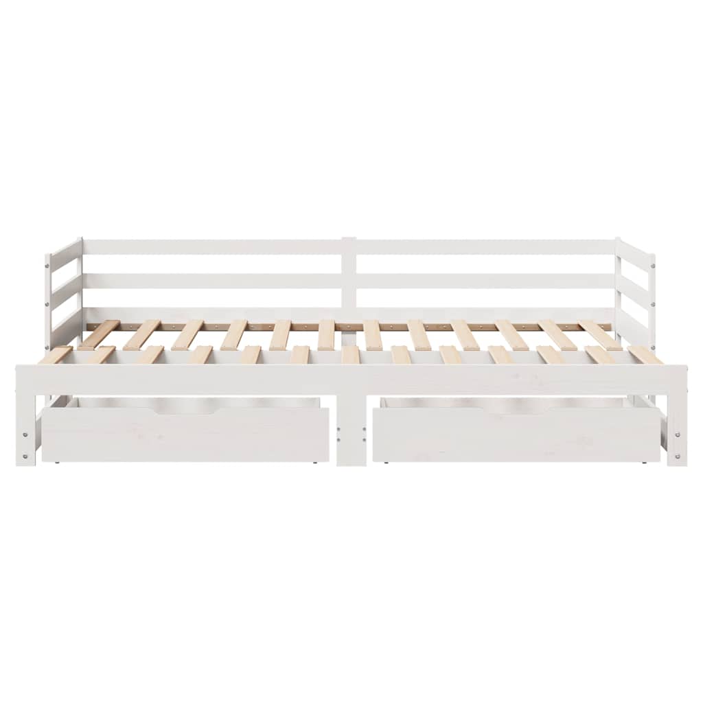 Dagbädd Med Lådor Vit 90X200 Cm Massiv Furu