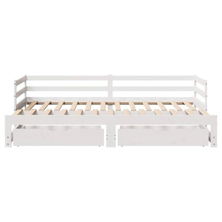 Dagbädd Med Lådor Vit 90X200 Cm Massiv Furu