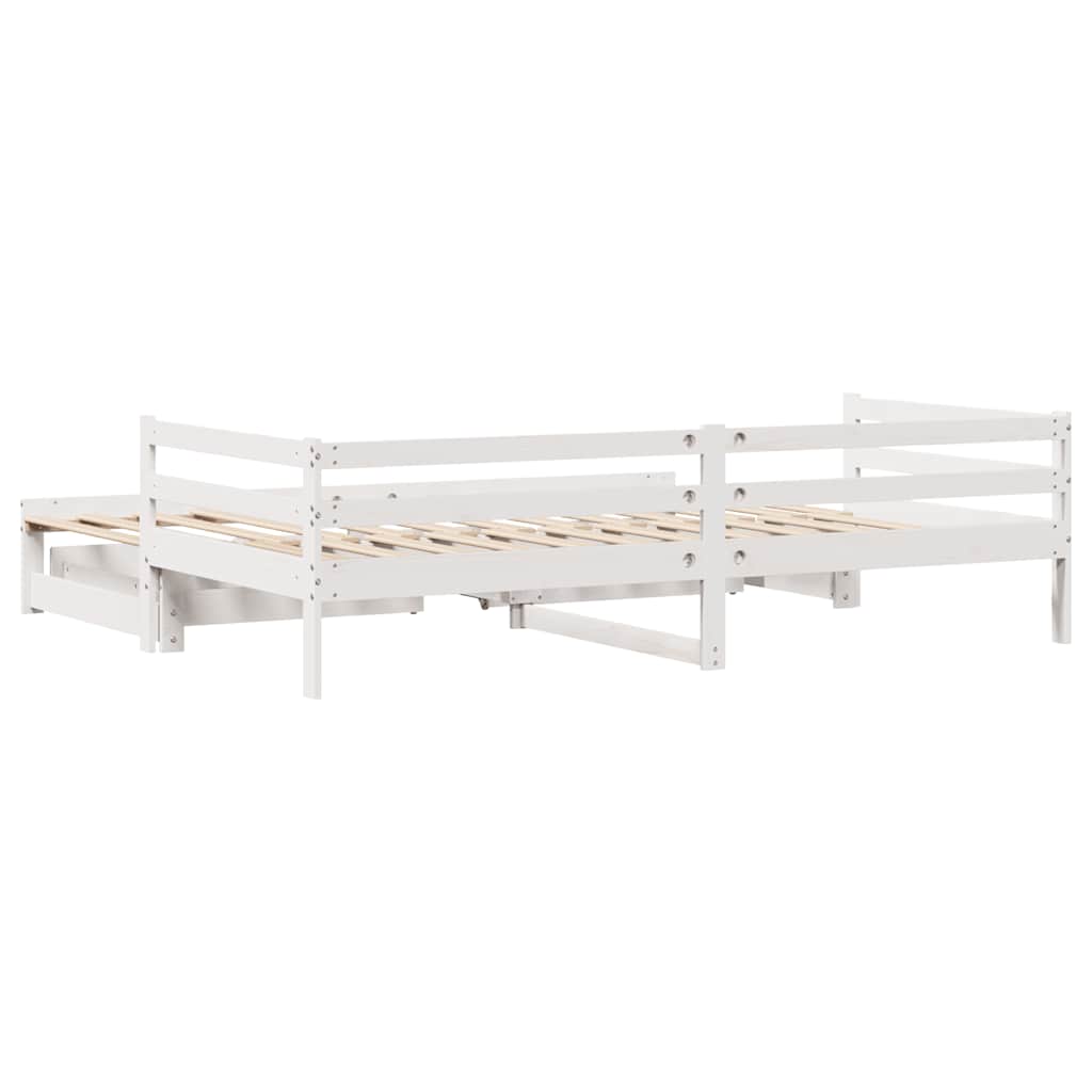 Dagbädd Med Lådor Vit 90X200 Cm Massiv Furu