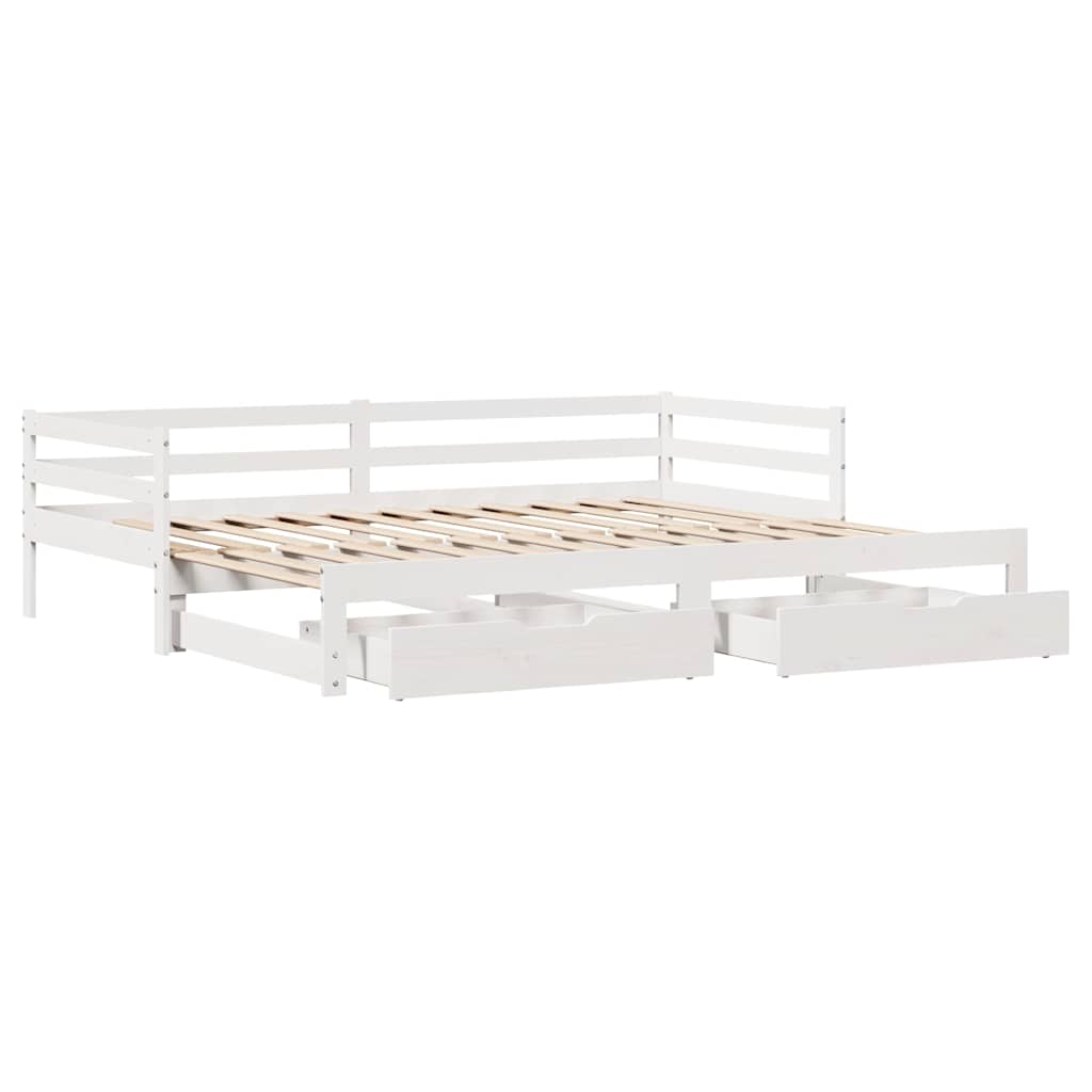 Dagbädd Med Lådor Vit 90X200 Cm Massiv Furu