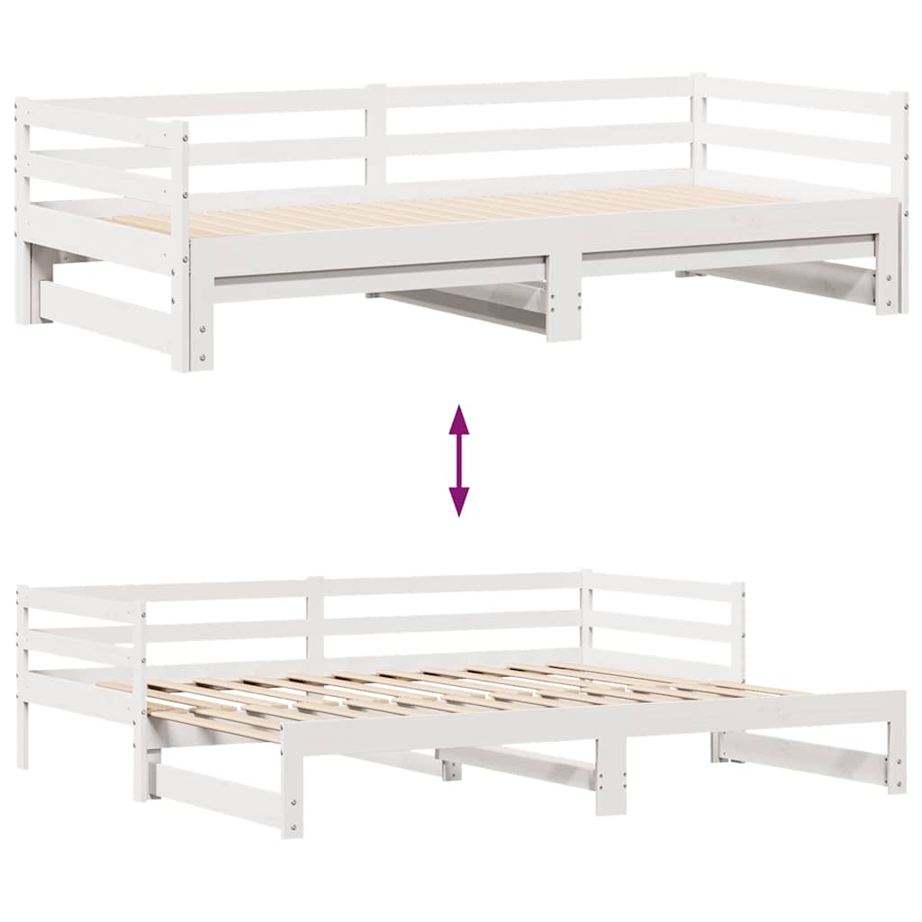 Dagbädd Utdragbar Med Lådor Utan Madrass Vit 80X200 Cm