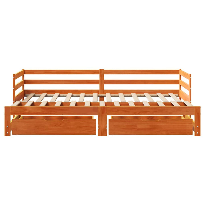 Utdragbar Dagbädd Med Lådor Vaxad Brun 90X200 Cm Massiv Furu