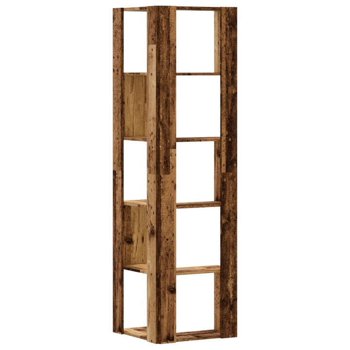 Bokhylla Hörn 5 Hyllplan Åldrat Trä 50X50X179Cm Konstruerat Trä