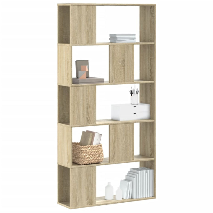 Bokhylla 5 Hyllplan Rökig Ek 80,5X23,5X162,5Cm Konstruerat Trä