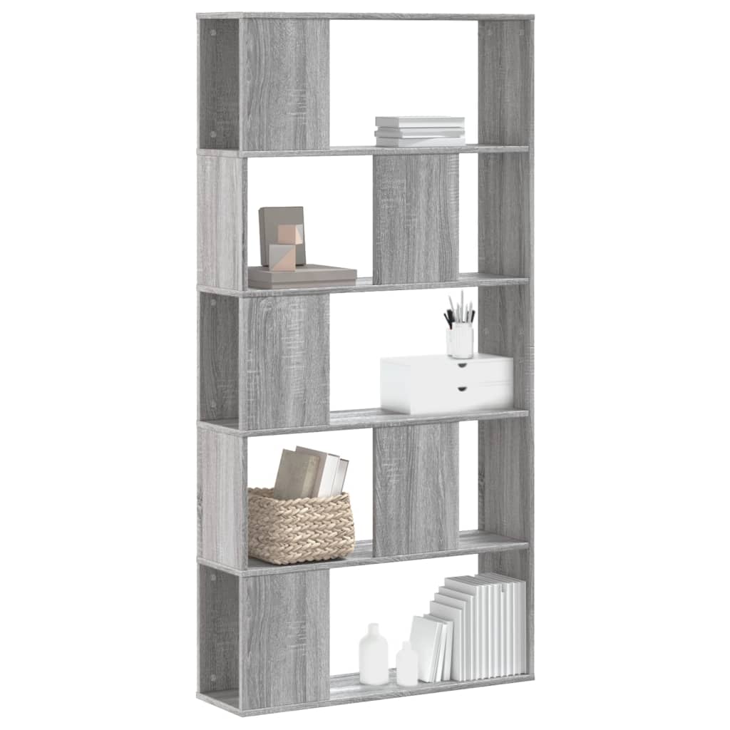 Bokhylla 5 Hyllplan Rökig Ek 80,5X23,5X162,5Cm Konstruerat Trä
