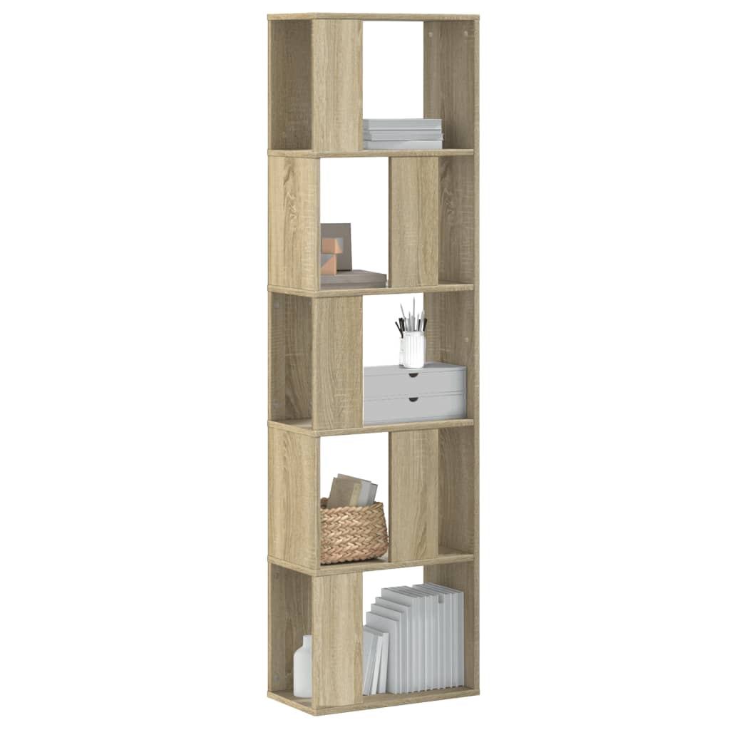 Bokhylla 5 Hyllplan Rökig Ek 80,5X23,5X162,5Cm Konstruerat Trä