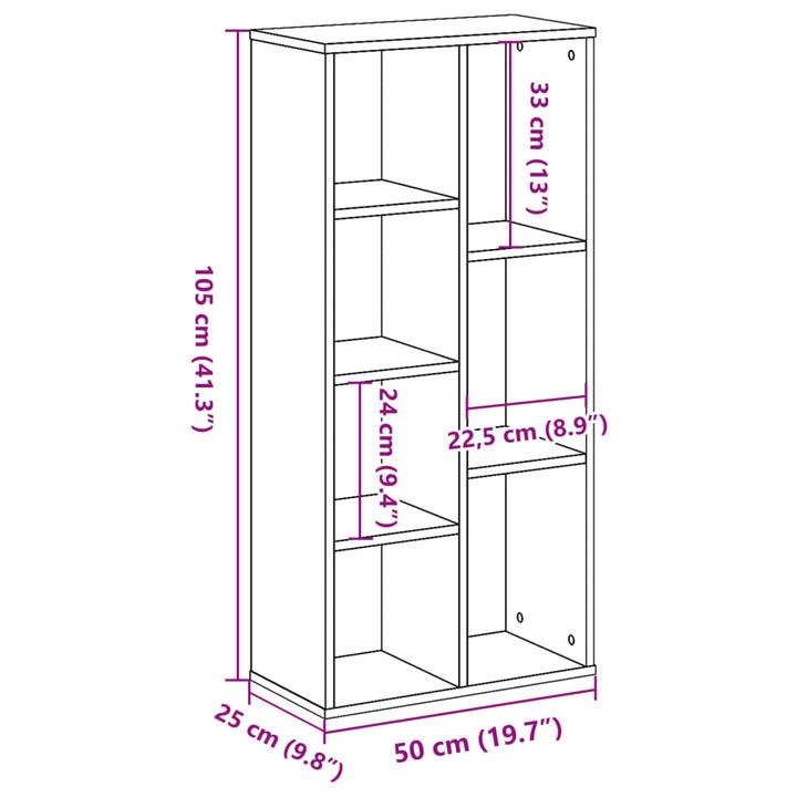 Bokhylla Sonoma-Ek 50X25X105 Cm Konstruerat Trä