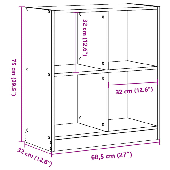 Bokhylla 68,5X32X75 Cm Konstruerat Trä