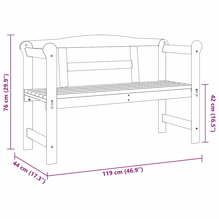 Utomhusbänk 2 -Seater 119 X 44 X 76 Cm Massiv Furu Brun