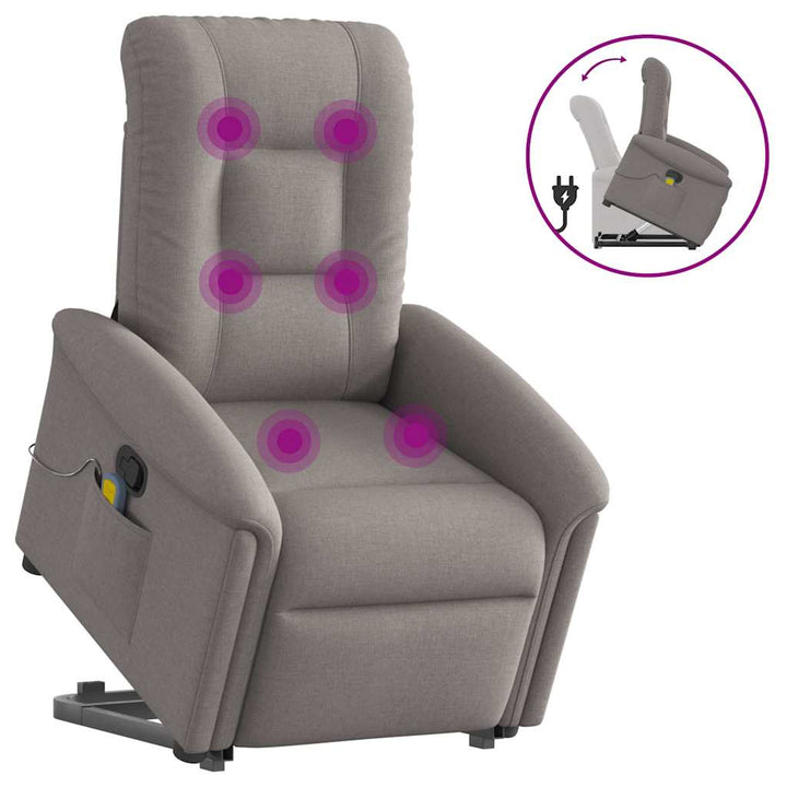 Elektrisk Massagefåtölj Med Uppresningshjälp Tyg