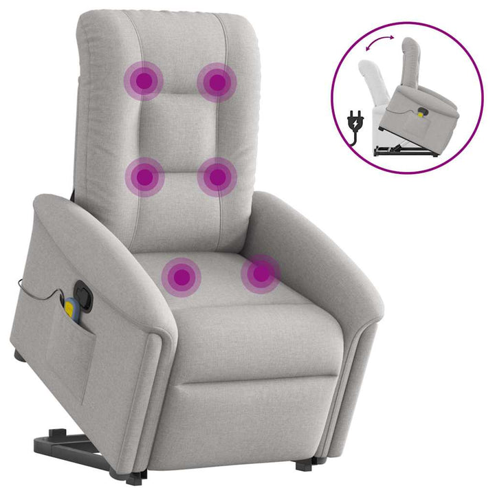 Elektrisk Massagefåtölj Med Uppresningshjälp Tyg