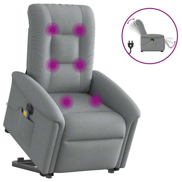 Elektrisk Massagefåtölj Med Uppresningshjälp Tyg