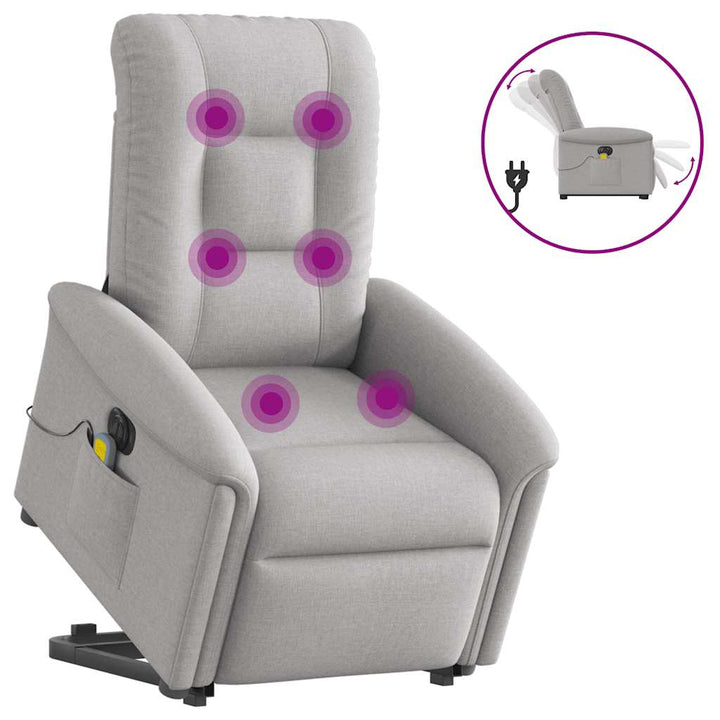 Elektrisk Massagefåtölj Med Uppresningshjälp Tyg
