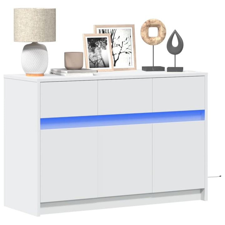 Tv-Bänk Med Leds 91X34X61 Cm Konstruerat Trä