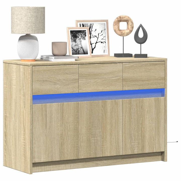 Tv-Bänk Med Leds 91X34X61 Cm Konstruerat Trä