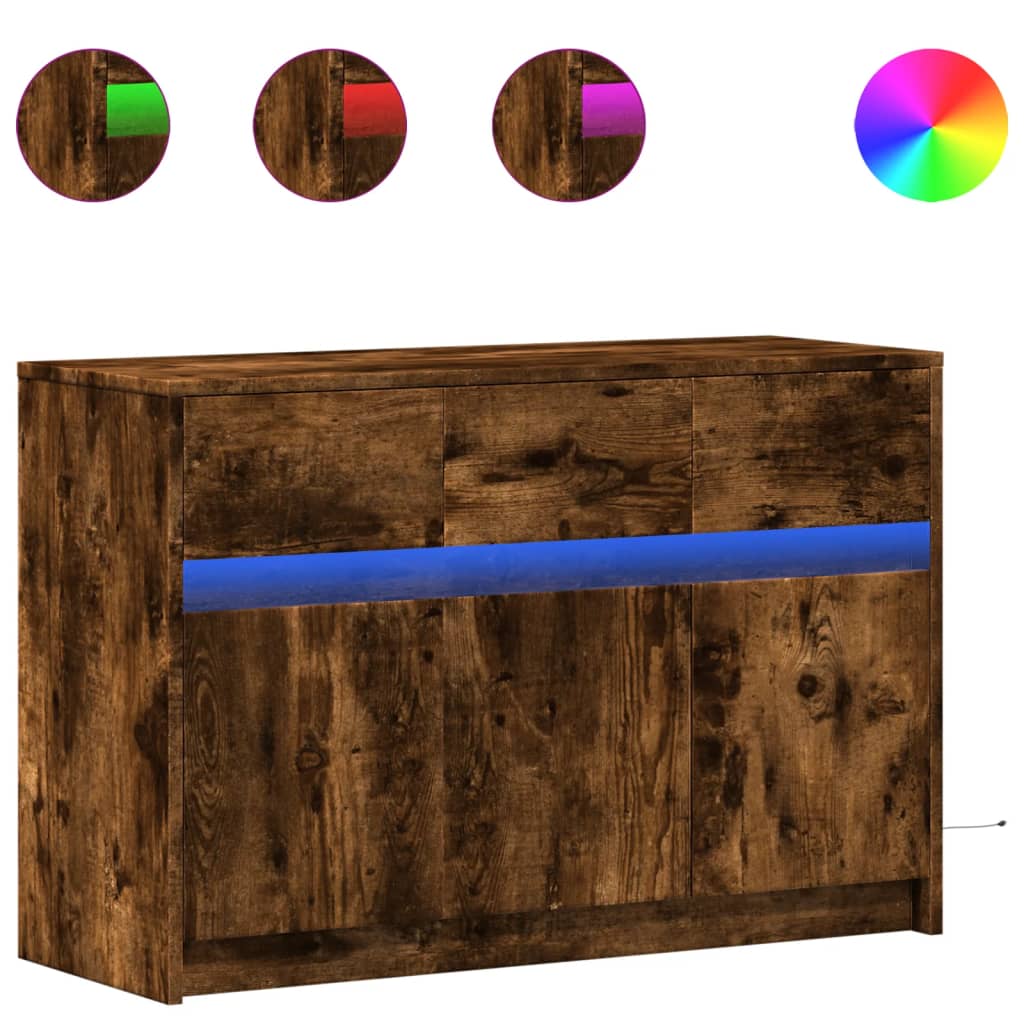 Tv-Bänk Med Leds 91X34X61 Cm Konstruerat Trä