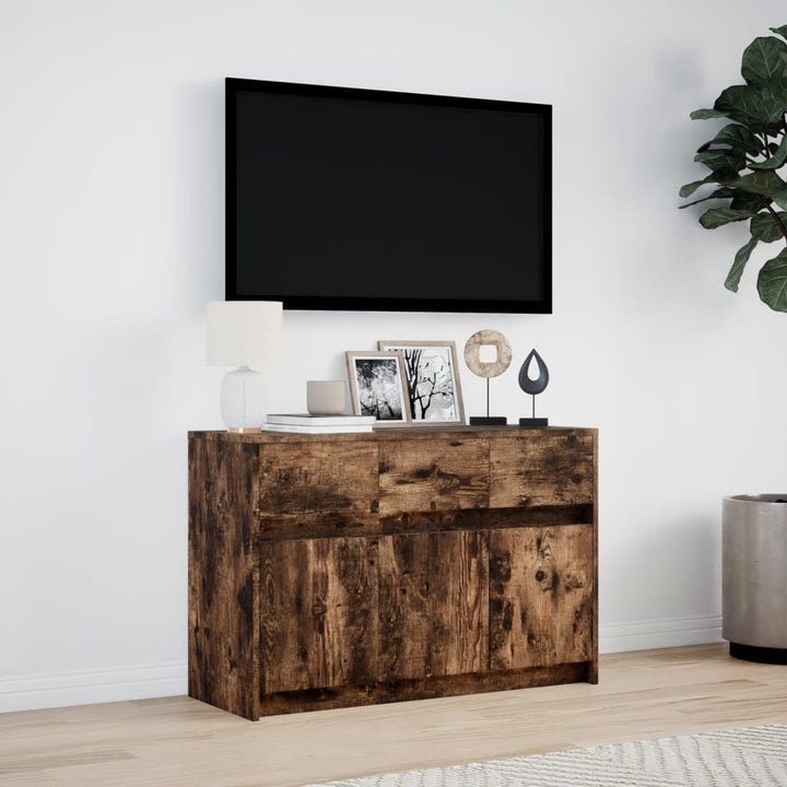 Tv-Bänk Med Leds 91X34X61 Cm Konstruerat Trä