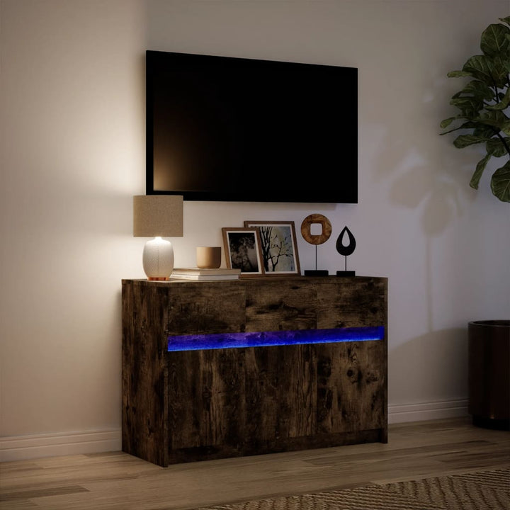 Tv-Bänk Med Leds 91X34X61 Cm Konstruerat Trä