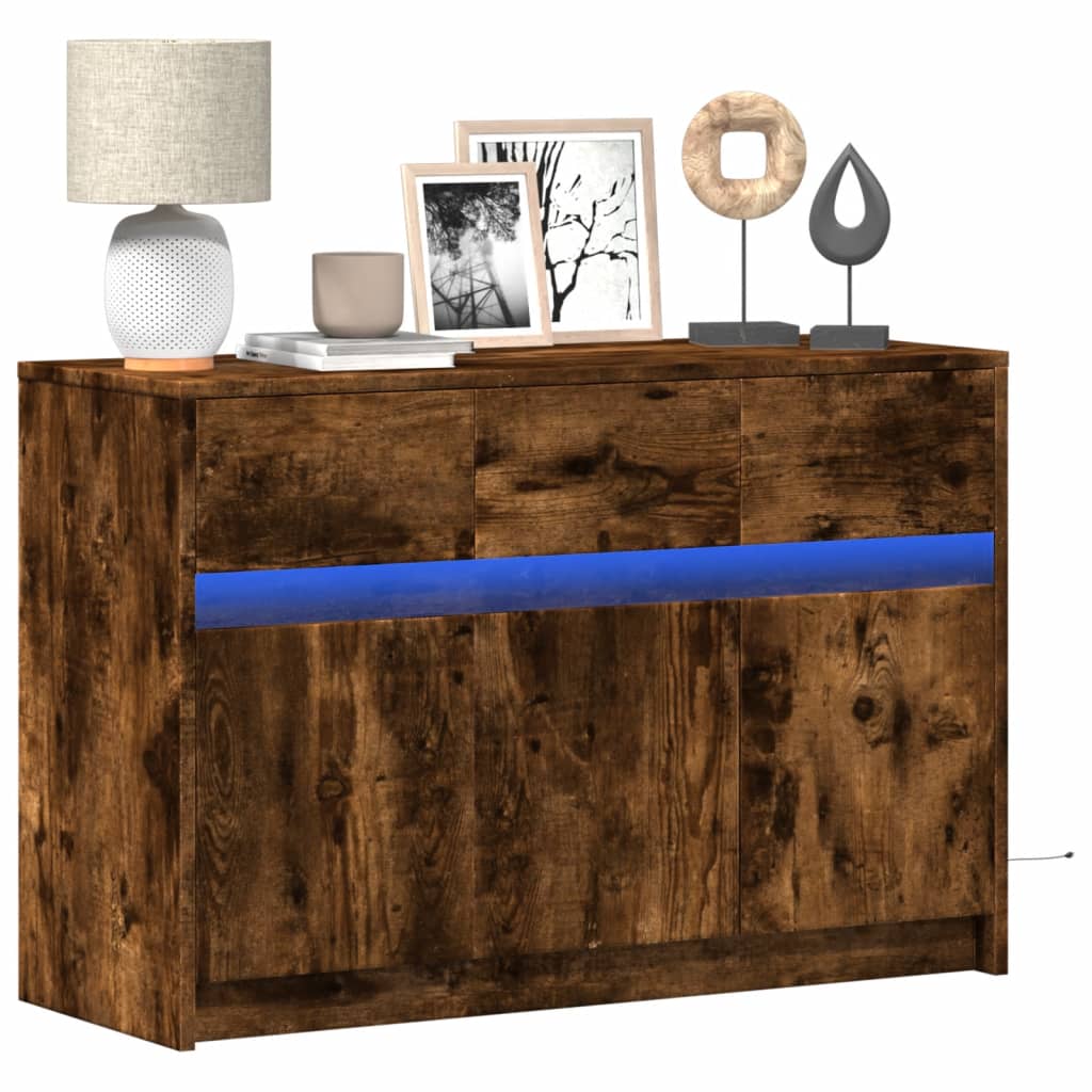 Tv-Bänk Med Leds 91X34X61 Cm Konstruerat Trä