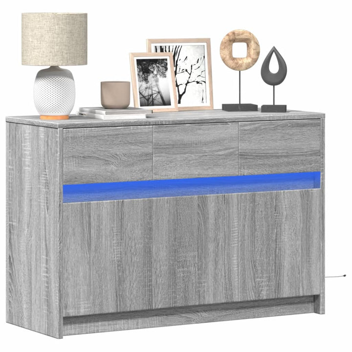 Tv-Bänk Med Leds 91X34X61 Cm Konstruerat Trä