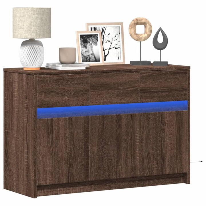Tv-Bänk Med Leds 91X34X61 Cm Konstruerat Trä