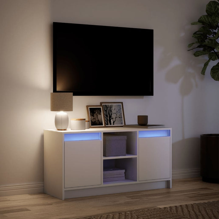 Tv-Bänk Med Leds 100X34X50 Cm Konstruerat Trä