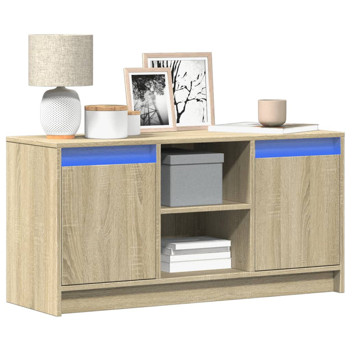 Tv-Bänk Med Leds Sonoma-Ek 139,5X34X50 Cm Konstruerat Trä