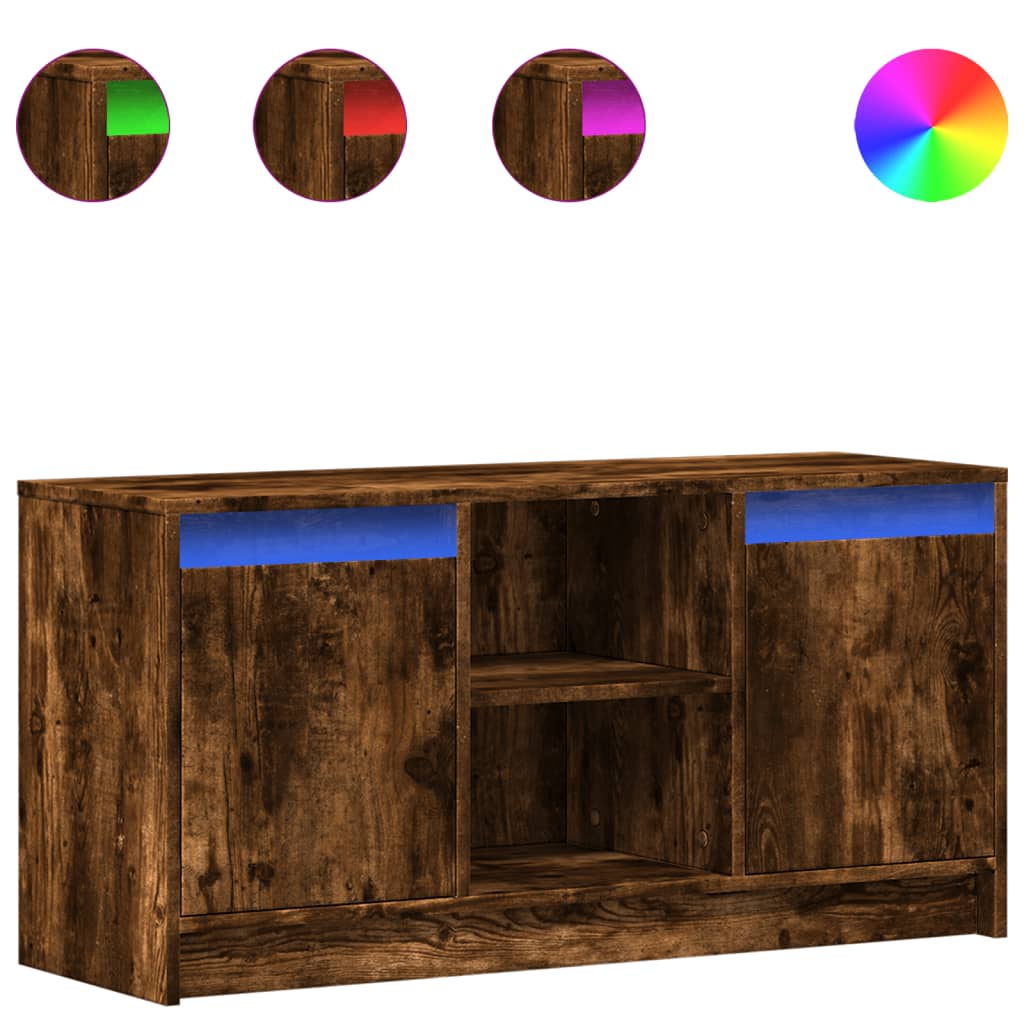 Tv-Bänk Med Leds 100X34X50 Cm Konstruerat Trä